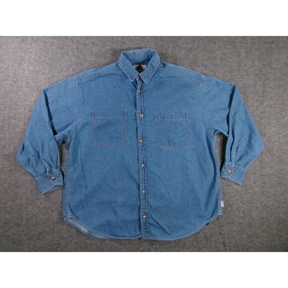 Esprit Denim Shirt Men Medium Blue Long Sleeve Causal Work Western Vintage - Picture 1 of 9